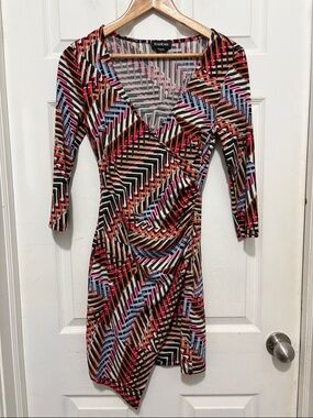 bebe Multicolor Asymmetrical Wrap Dress